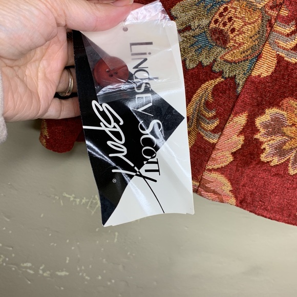 VINTAGE Lindsey Scott Blazer Wine Mauve Tapestry Floral Single Breasted Small - Picture 12 of 14